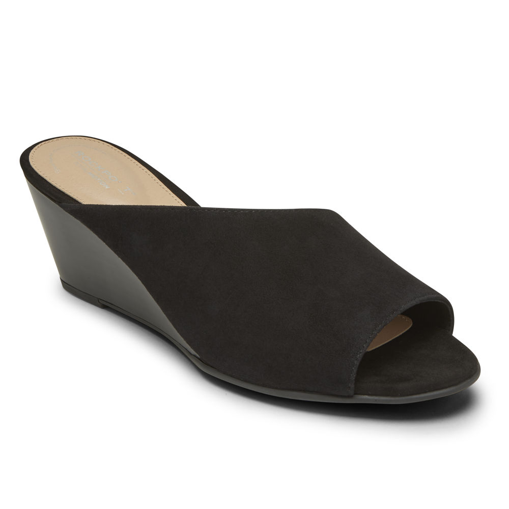 Rockport Womens Total Motion Taylor Asymmetrical - Slides Black - EYQ062937